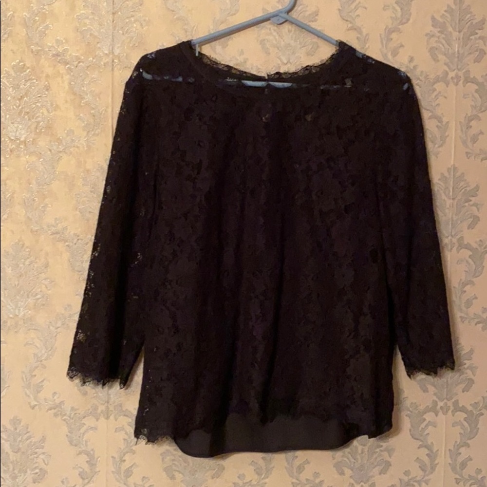 Talbots Black Lacy Dress Top